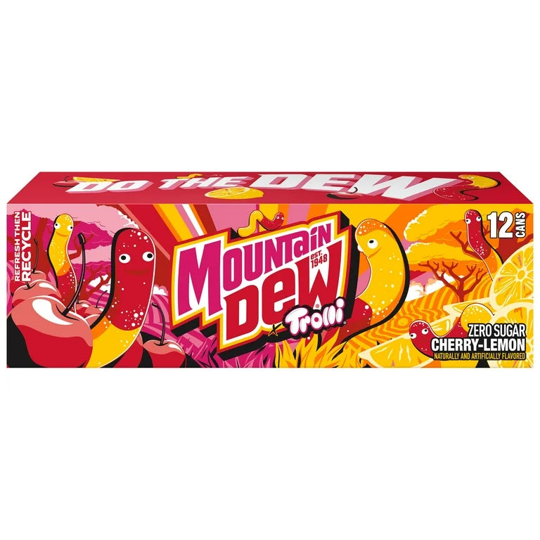 Mountain Dew Zero Sugar Sugar Cherry Lemon Trolli Soda (Lata)